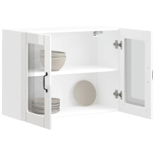Berkfield Kitchen Wall Cabinet with Glass Door Lucca High Gloss White Engineered Wood