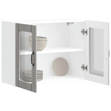 Berkfield Kitchen Wall Cabinet with Glass Door Lucca Grey Sonoma Engineered Wood
