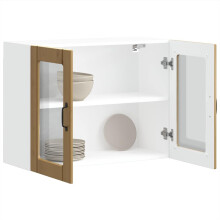 Berkfield Kitchen Wall Cabinet with Glass Door Lucca Artisan Oak Engineered Wood
