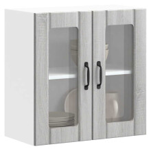 Berkfield Kitchen Wall Cabinet with Glass Door Lucca Grey Sonoma Engineered Wood