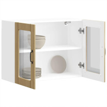 Berkfield Kitchen Wall Cabinet with Glass Door Lucca Sonoma Oak Engineered Wood