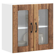 Berkfield Kitchen Wall Cabinet with Glass Door Lucca Old Wood Engineered Wood