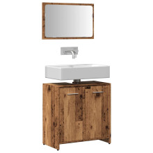 Berkfield Bathroom Cabinet with Mirror Old Wood Engineered Wood