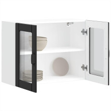 Berkfield Kitchen Wall Cabinet with Glass Door Lucca Black Engineered Wood