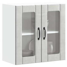 Berkfield Kitchen Wall Cabinet with Glass Door Lucca Concrete Grey Engineered Wood