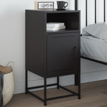 Berkfield Bedside Cabinet Black 36x39x78 cm Steel