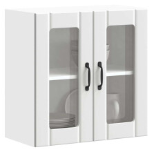 Berkfield Kitchen Wall Cabinet with Glass Door Lucca White Engineered Wood