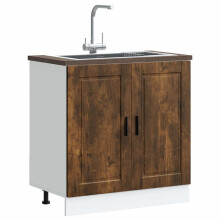 Berkfield Sink Base Cabinet†"Porto" Smoked Oak 80x46x81.5 cm†Engineered Wood