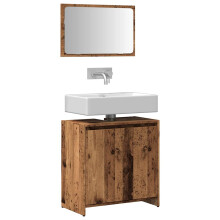 Berkfield 2 Piece Bathroom Furniture Set Old Wood Engineered Wood