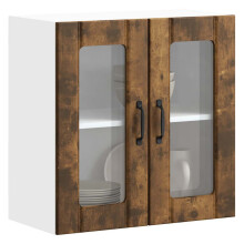 Berkfield Kitchen Wall Cabinet with Glass Door Lucca Smoked Oak Engineered Wood