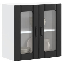 Berkfield Kitchen Wall Cabinet with Glass Door Lucca Black Engineered Wood