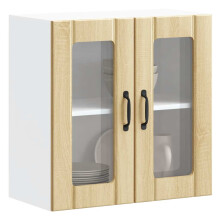 Berkfield Kitchen Wall Cabinet with Glass Door Lucca Sonoma Oak Engineered Wood