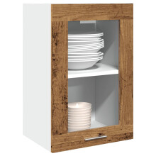 Berkfield Hanging Glass Cabinet Lyon Old Wood 40x31x60 cm Engineered Wood