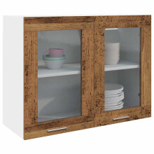 Berkfield Hanging Glass Cabinet Lyon Old Wood 80x31x60 cm Engineered Wood