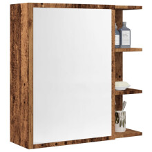 Berkfield Bathroom Mirror Cabinet Old Wood 62.5x20.5x64 cm Engineered Wood
