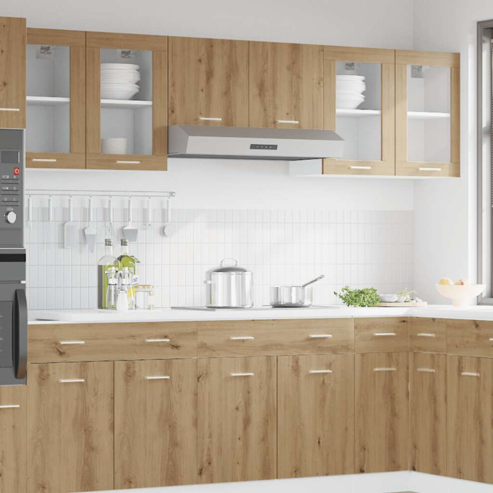 Berkfield Hanging Glass Cabinet Lyon Artisan Oak 40X31x60 Cm Engineered Wood 4753408841954