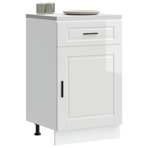Berkfield Kitchen Base Cabinet†Porto High Gloss White Engineered Wood