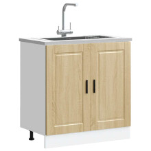 Berkfield Sink Base Cabinet†"Porto" Sonoma Oak 80x46x81.5 cm†Engineered Wood