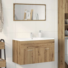Berkfield Bathroom Sink Cabinet Artisan Oak 90x38.5x46 cm Engineered Wood