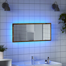 Berkfield LED Bathroom Mirror Old Wood 100x8.5x37 cm Engineered Wood