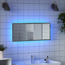 Berkfield LED Bathroom Mirror Grey Sonoma 100x8.5x37 cm Engineered Wood