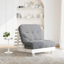 Berkfield Futon Sofa Bed with Mattress White 90x206x11 cm Solid Wood Pine