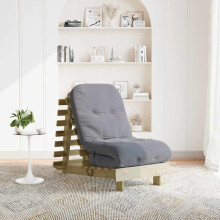 Berkfield Futon Sofa Bed with Mattress 60x206x11 cm Impregnated Wood Pine