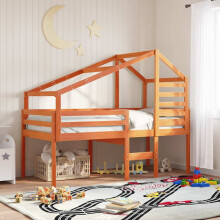 Berkfield Kids' Bed Roof Wax Brown 188x97x113 cm Solid Wood Pine