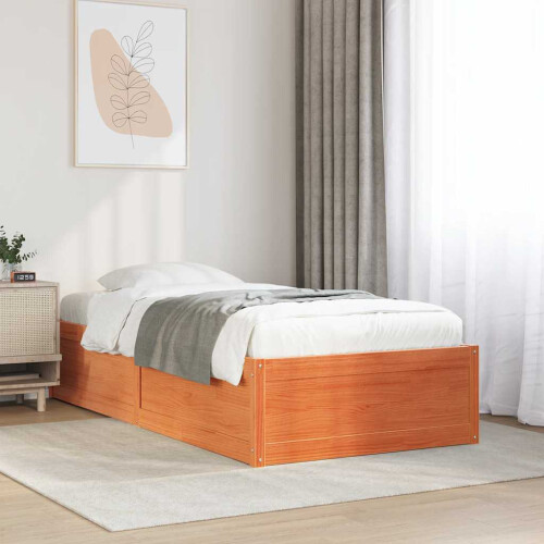 Berkfield Bed Frame without Mattress Wax Brown 100x200 cm Solid Wood Pine