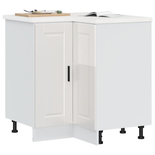 Berkfield Kitchen Corner Base Cabinet†Porto High Gloss White Engineered Wood