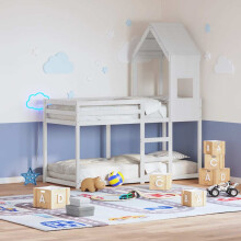 Berkfield Kids' Bed Roof White 55x84x132 cm Solid Wood Pine