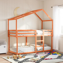 Berkfield Kids' Bed Roof Wax Brown 203x80.5x142 cm Solid Wood Pine