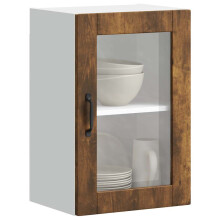 Berkfield Kitchen Wall Cabinet with Glass Door†Porto Smoked Oak