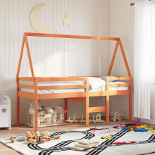 Berkfield Kids' Bed Roof Wax Brown 209x95.5x88 cm Solid Wood Pine