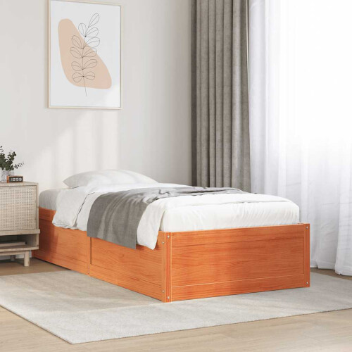 Berkfield Bed Frame without Mattress Wax Brown 90x190 cm Single Solid Wood Pine