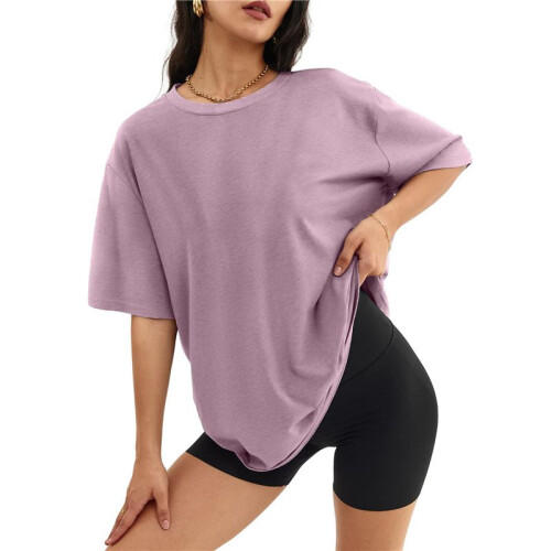 V Neck Short Sleeve Basic Tees Lotus Root Color L