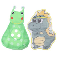 Bath Toy Storage Net 2 Pack Dinosaur and Frog Design, Mesh Bath Toy Organizer with Quick‑Dry Large Capacity for Kids Bathroom