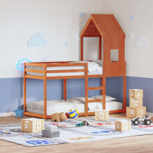 Berkfield Kids' Bed Roof Wax Brown 60x89x134.5 cm Solid Wood Pine