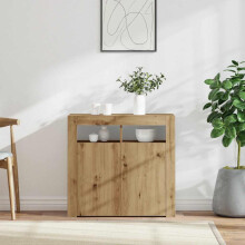 Berkfield Sideboard with LED Lights Artisan Oak 80x35x75 cm Engineered Wood