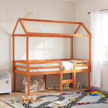 Berkfield Kids' Bed Roof Wax Brown 207x95.5x159 cm Solid Wood Pine