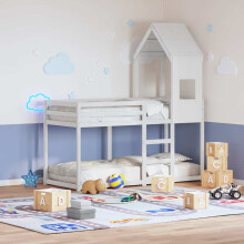 Berkfield Kids' Bed Roof White 55x99x139.5 cm Solid Wood Pine