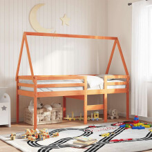 Berkfield Kids' Bed Roof Wax Brown 209x85.5x88 cm Solid Wood Pine