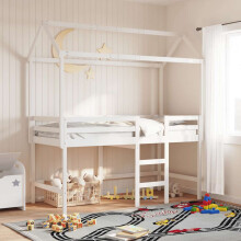 Berkfield Kids' Bed Roof White 217x85.5x154 cm Solid Wood Pine