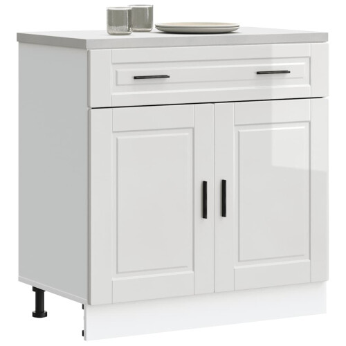 Berkfield Kitchen Base Cabinet†Porto High Gloss White Engineered Wood