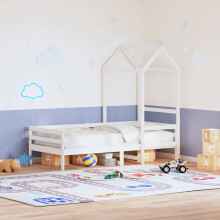 Berkfield Kids' Bed Roof White 118x70x176.5 cm Solid Wood Pine
