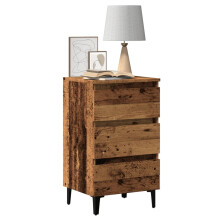 Berkfield Bed Cabinet with Metal Legs Old Wood 40x35x69 cm