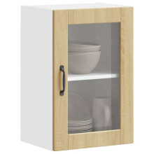 Berkfield Kitchen Wall Cabinet with Glass Door†Porto Sonoma Oak