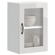 Berkfield Kitchen Wall Cabinet with Glass Door†Porto High Gloss White