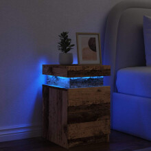 Berkfield Bedside Cabinet with LED Old Wood 35x39x55 cm Engineered Wood