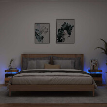 Berkfield Bedside Cabinets with LED Lights 2 pcs Old Wood 40x39x48.5 cm